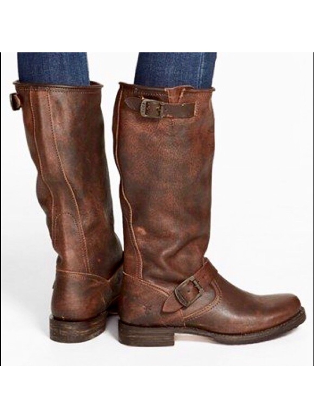 Frye Brown Suede-Lined Leather Boots Size 8 - Picture 15 of 15